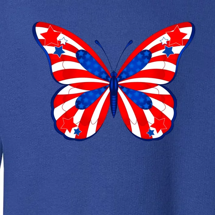 Butterfly Usa Flag Cute 4th Of July Funny American Gift Toddler Sweatshirt