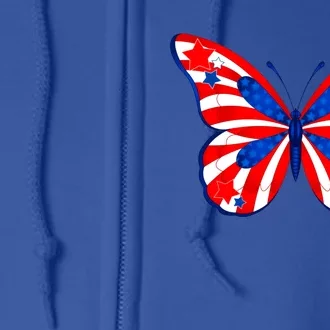 Butterfly Usa Flag Cute 4th Of July Funny American Gift Full Zip Hoodie