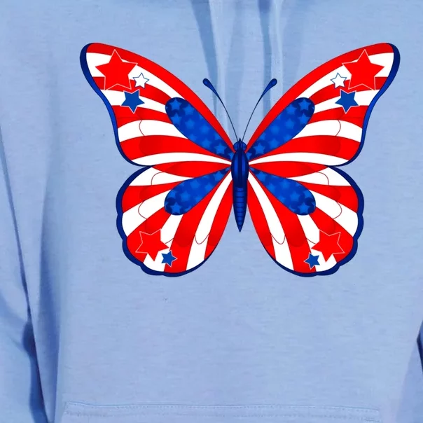 Butterfly Usa Flag Cute 4th Of July Funny American Gift Unisex Surf Hoodie