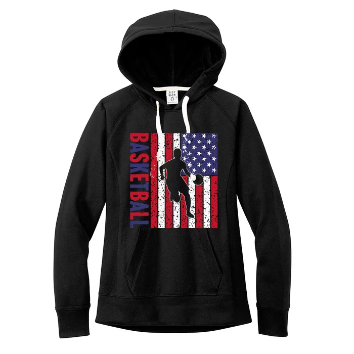 Basketball USA Flag For Basketball Fan Women's Fleece Hoodie