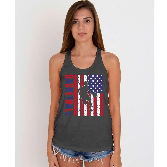 Basketball USA Flag For Basketball Fan Women's Knotted Racerback Tank