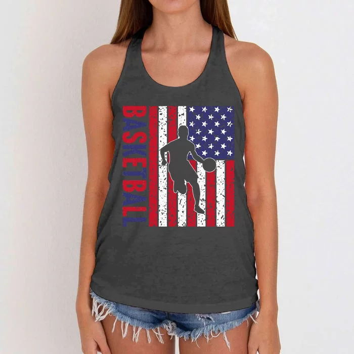 Basketball USA Flag For Basketball Fan Women's Knotted Racerback Tank