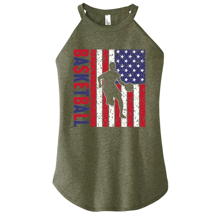 Basketball USA Flag For Basketball Fan Women’s Perfect Tri Rocker Tank