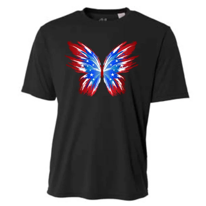 Butterfly Usa Flag Patriotic Cute 4th Of July Great Gift Cooling Performance Crew T-Shirt