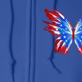 Butterfly Usa Flag Patriotic Cute 4th Of July Great Gift Full Zip Hoodie