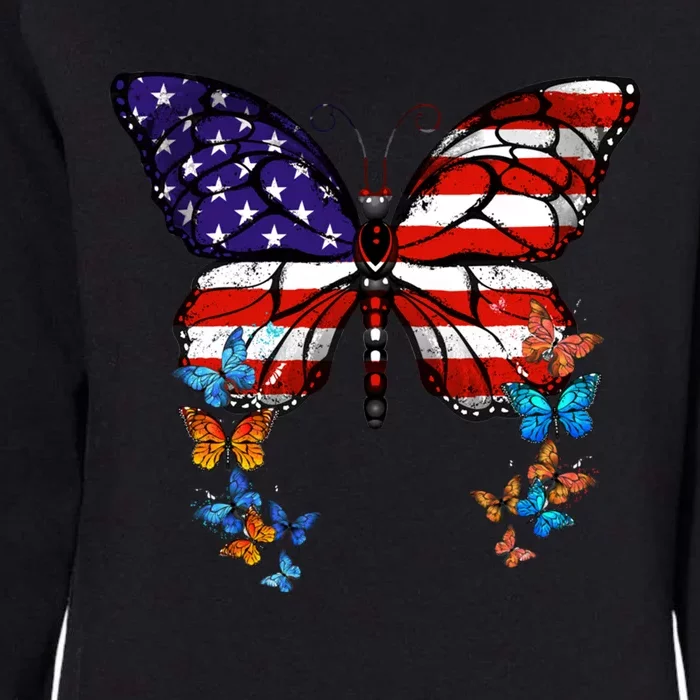 Butterfly Usa Flag Cool Gift Womens California Wash Sweatshirt