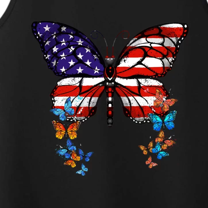 Butterfly Usa Flag Cool Gift Performance Tank