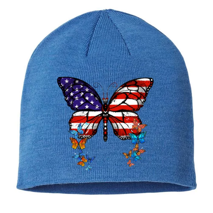 Butterfly Usa Flag Cool Gift 8 1/2in Sustainable Knit Beanie