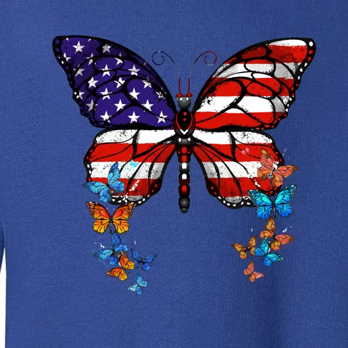 Butterfly Usa Flag Cool Gift Toddler Sweatshirt