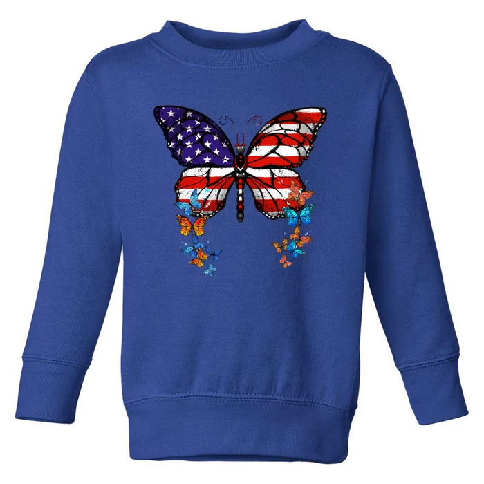 Butterfly Usa Flag Cool Gift Toddler Sweatshirt