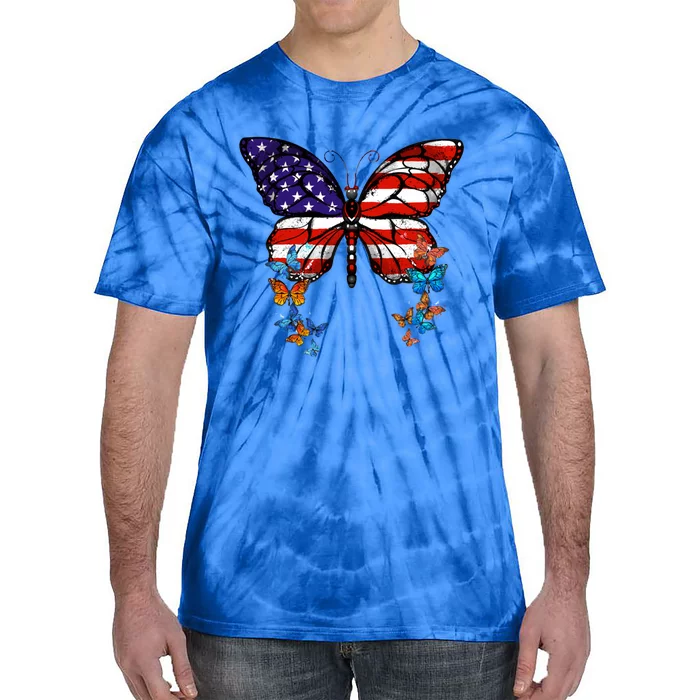 Butterfly Usa Flag Cool Gift Tie-Dye T-Shirt