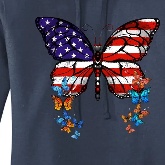 Butterfly Usa Flag Cool Gift Women's Pullover Hoodie