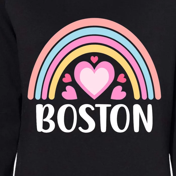 Boston USA for Wo Rainbow Hearts Womens California Wash Sweatshirt