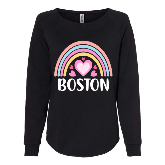 Boston USA for Wo Rainbow Hearts Womens California Wash Sweatshirt