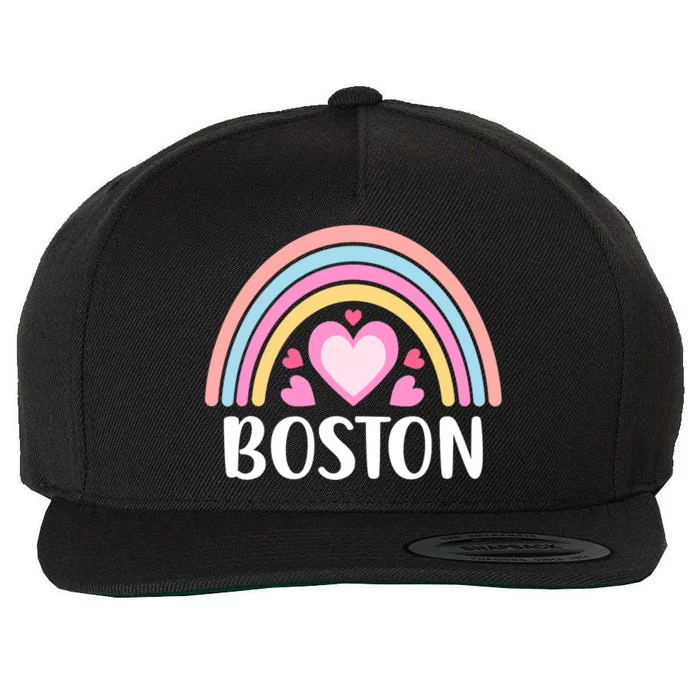 Boston USA for Wo Rainbow Hearts Wool Snapback Cap