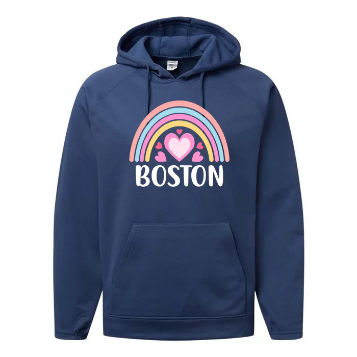 Boston USA for Wo Rainbow Hearts Performance Fleece Hoodie