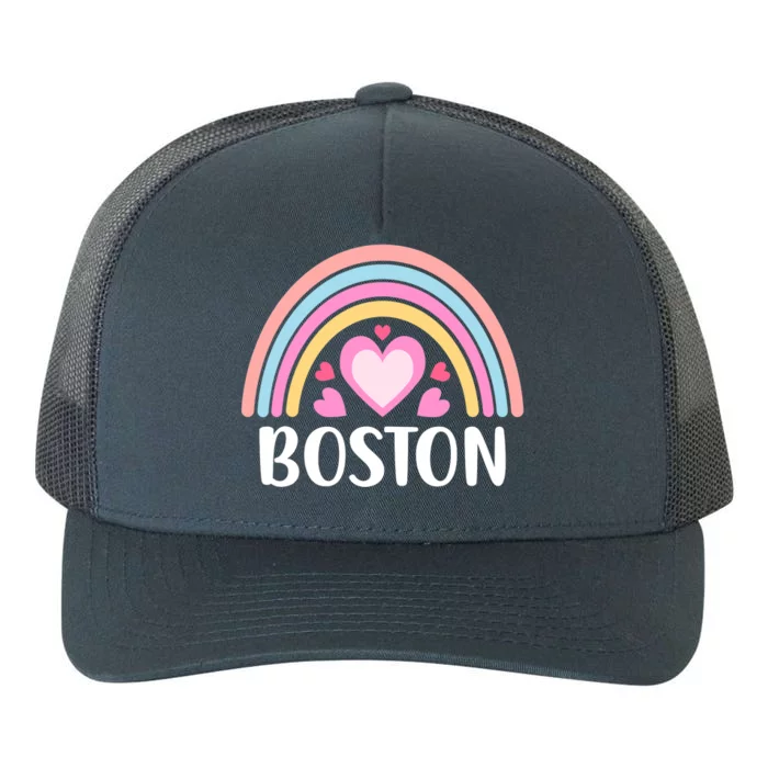 Boston USA for Wo Rainbow Hearts Yupoong Adult 5-Panel Trucker Hat