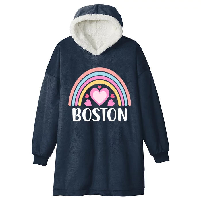 Boston USA for Wo Rainbow Hearts Hooded Wearable Blanket