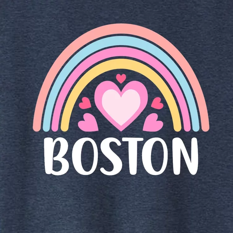 Boston USA for Wo Rainbow Hearts Women's Crop Top Tee