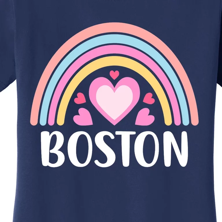 Boston USA for Wo Rainbow Hearts Women's T-Shirt