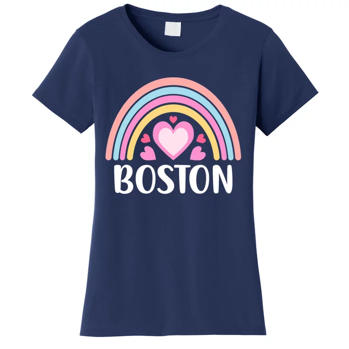 Boston USA for Wo Rainbow Hearts Women's T-Shirt