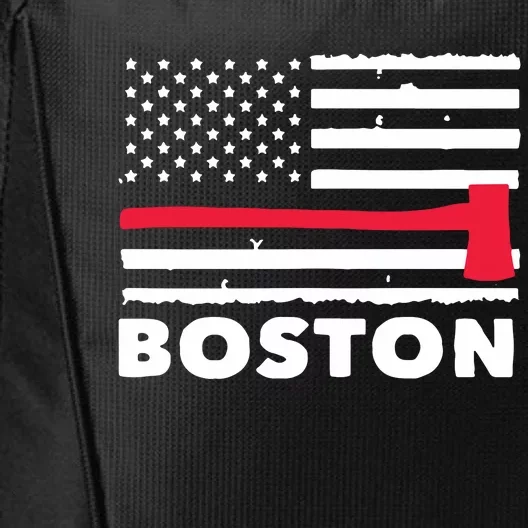 Boston US Flag Pocket Firefighter Thin Red Line Fireman Gift City Backpack