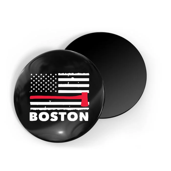 Boston US Flag Pocket Firefighter Thin Red Line Fireman Gift Magnet