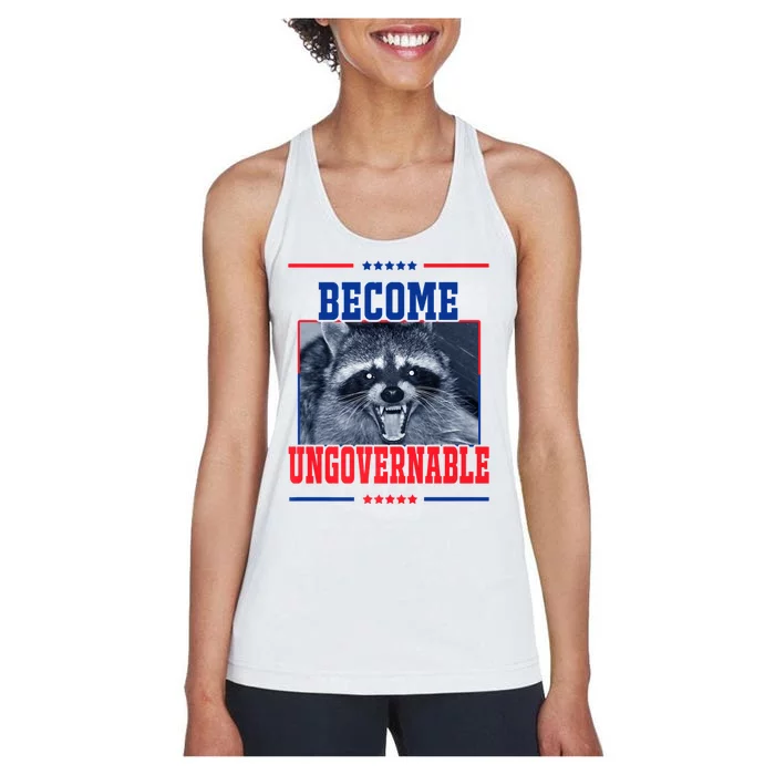 Become Ungovernable Funny Raccoon Women's Racerback Tank