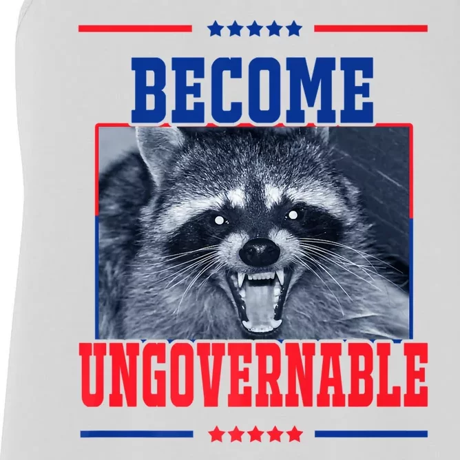 Become Ungovernable Funny Raccoon Women's Racerback Tank