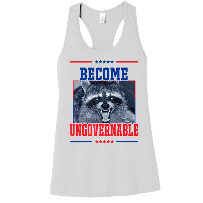 Become Ungovernable Funny Raccoon Women's Racerback Tank