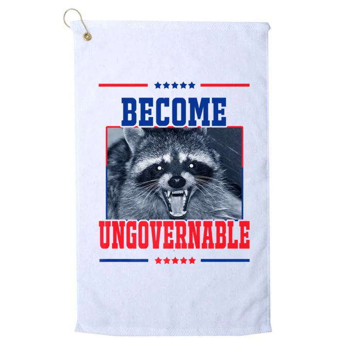 Become Ungovernable Funny Raccoon Platinum Collection Golf Towel