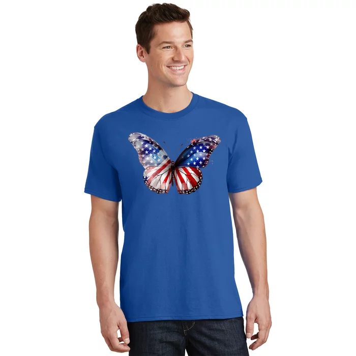 Butterfly Usa Flag 4th Of July Gift T-Shirt