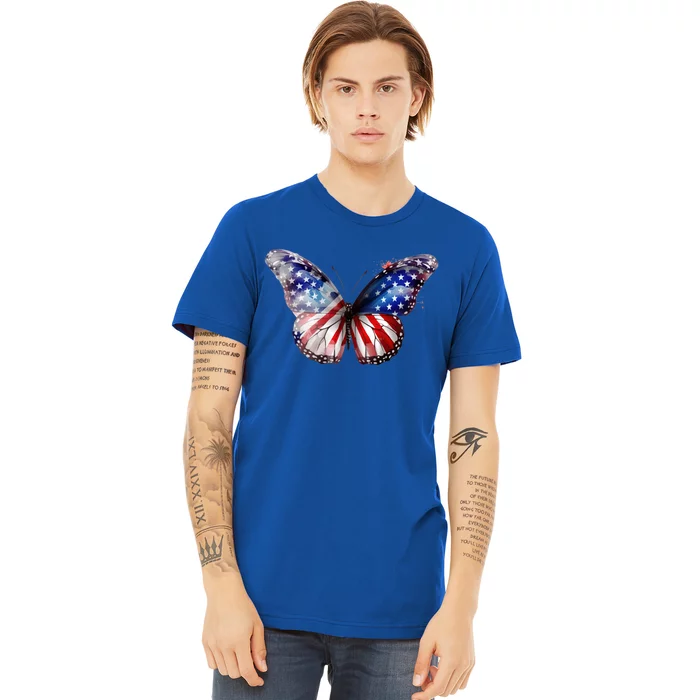 Butterfly Usa Flag 4th Of July Gift Premium T-Shirt