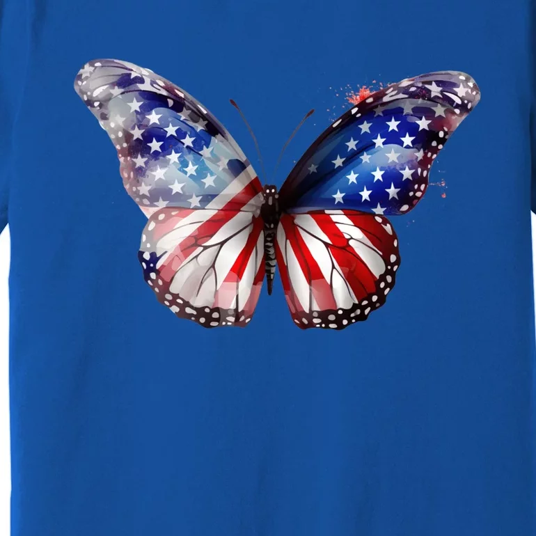 Butterfly Usa Flag 4th Of July Gift Premium T-Shirt