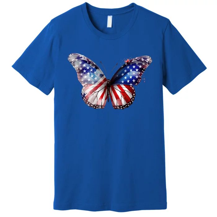 Butterfly Usa Flag 4th Of July Gift Premium T-Shirt