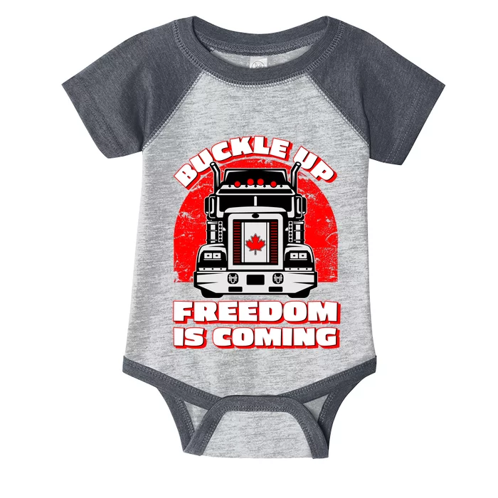 Buckle Up Freedom Is Coming Candian Truckers Infant Baby Jersey Bodysuit