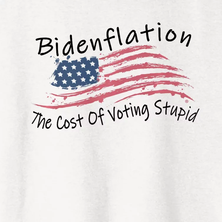 Bidenflation USA Flag The Cost Of Voting Stupid Anti Biden Women's Crop Top Tee