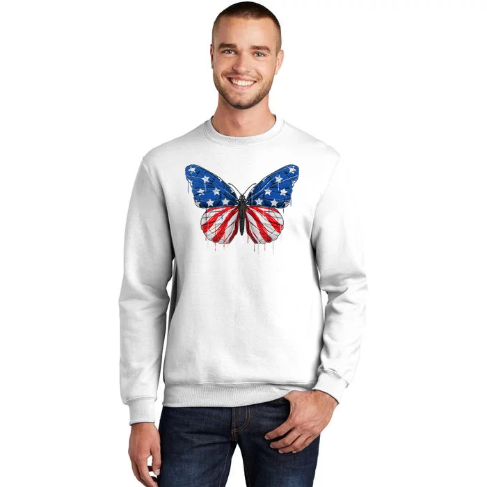 Butterfly USA Flag 4th of July For Wo Girl US Sweatshirt