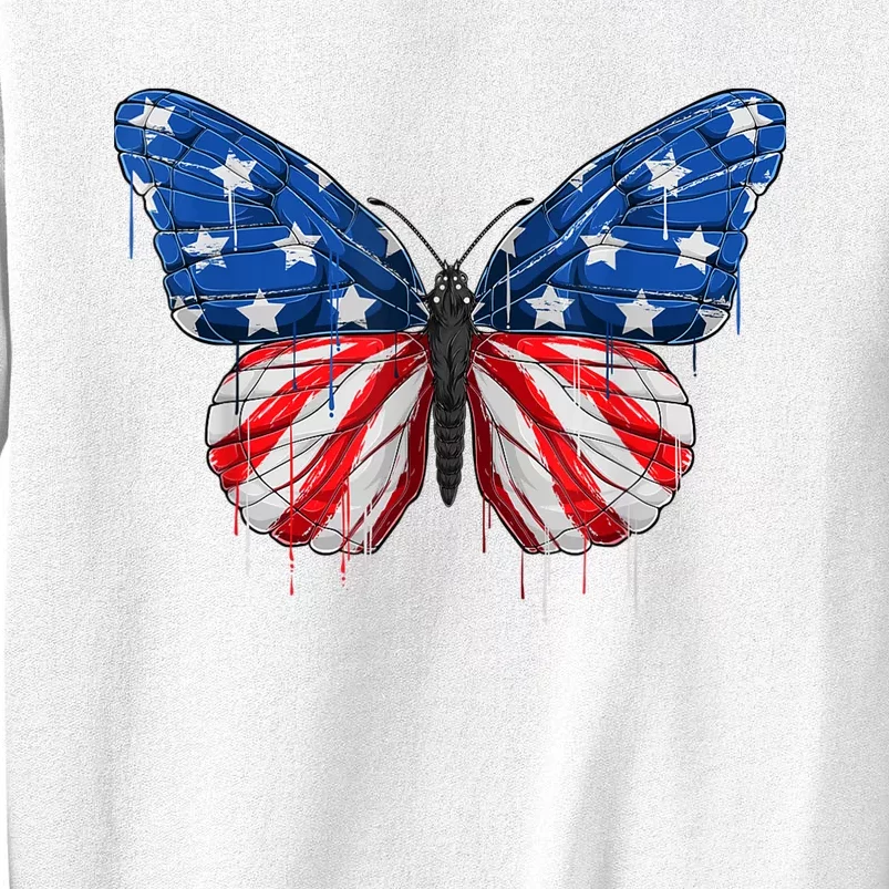 Butterfly USA Flag 4th of July For Wo Girl US Sweatshirt