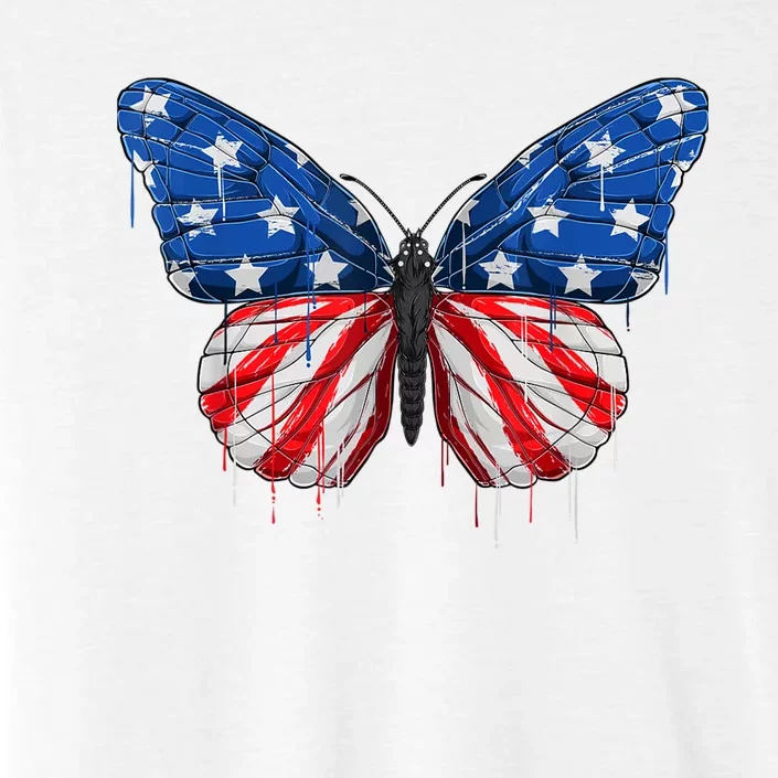 Butterfly USA Flag 4th of July For Wo Girl US ChromaSoft Performance T-Shirt