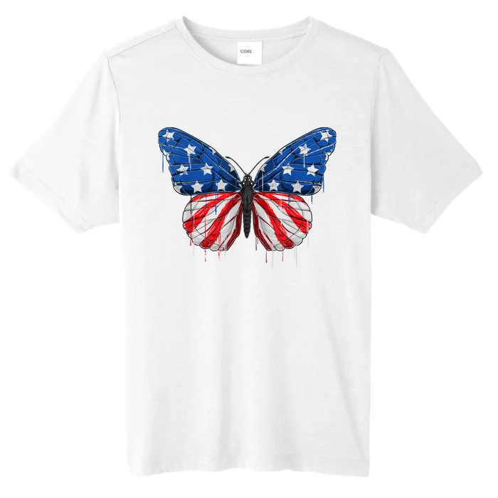 Butterfly USA Flag 4th of July For Wo Girl US ChromaSoft Performance T-Shirt