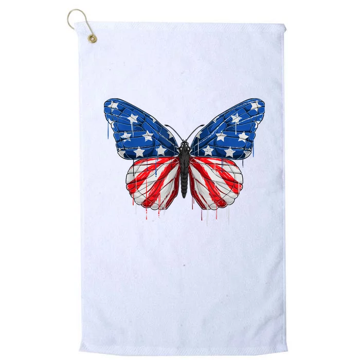 Butterfly USA Flag 4th of July For Wo Girl US Platinum Collection Golf Towel