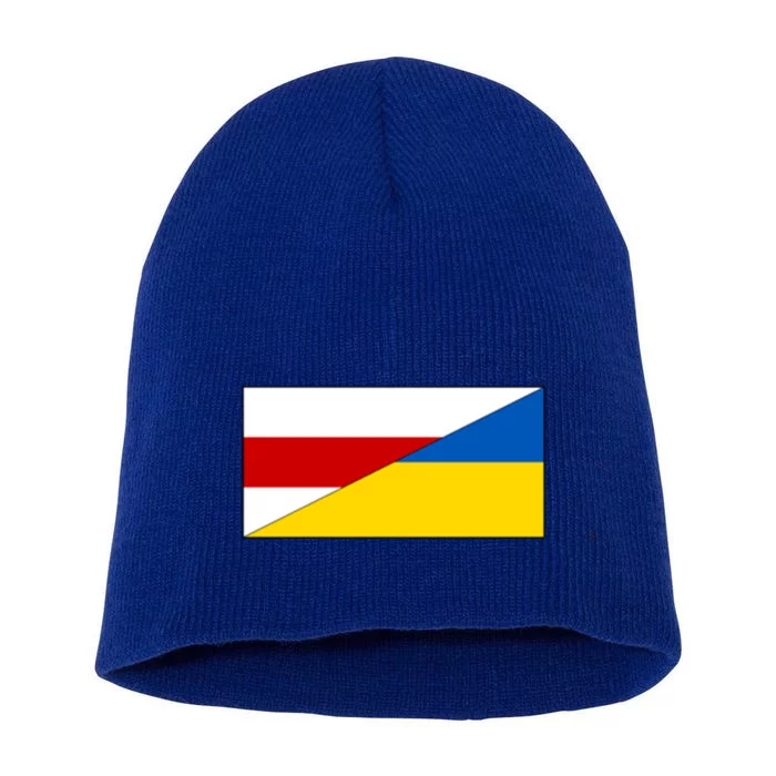 Belarus Ukraine Flag Belarusian Ukrainian Pride Nationality Gift Short Acrylic Beanie