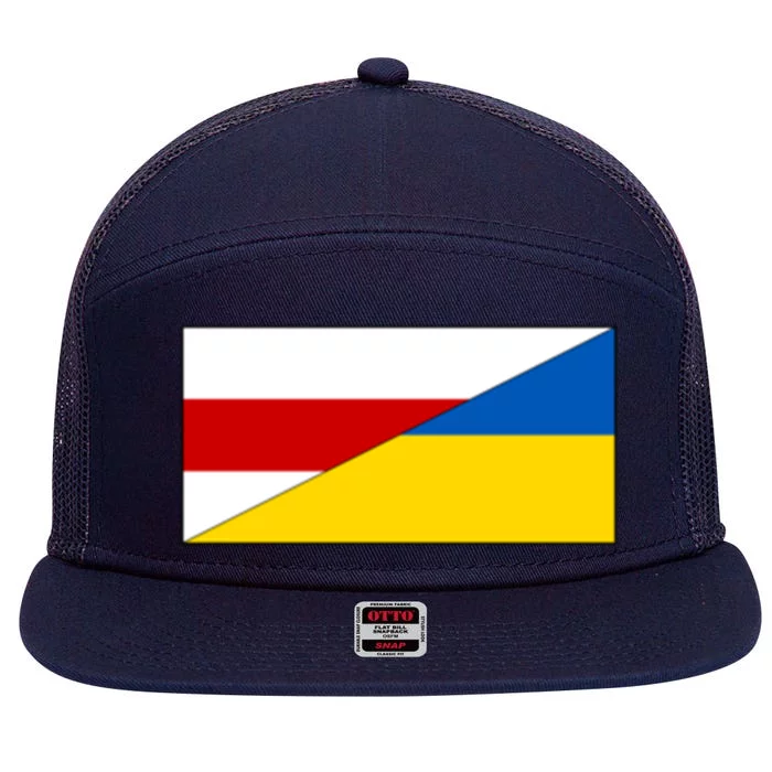 Belarus Ukraine Flag Belarusian Ukrainian Pride Nationality Gift 7 Panel Mesh Trucker Snapback Hat