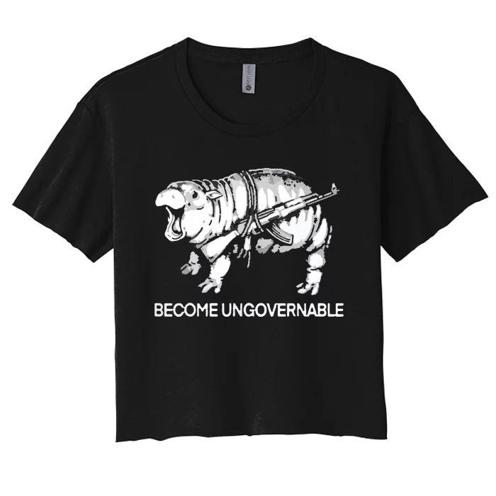 Become Ungovernable Funny Moodeng Women's Crop Top Tee