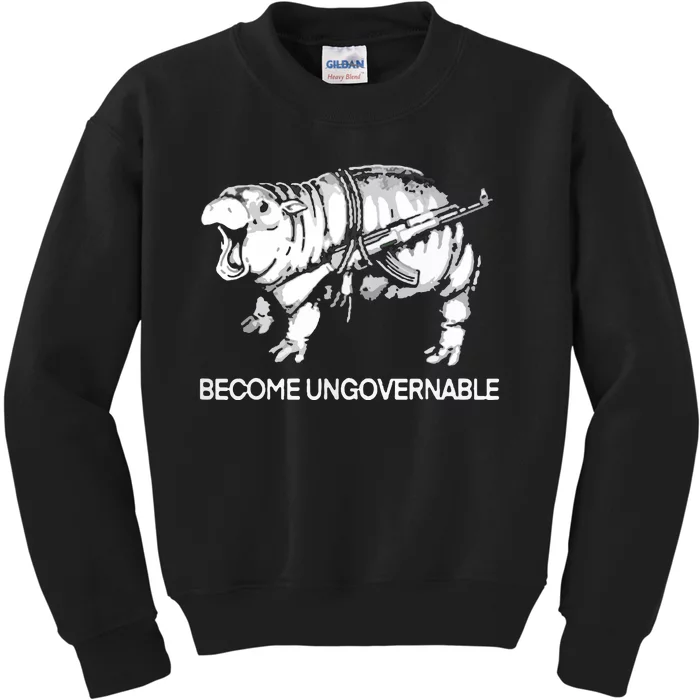 Become Ungovernable Funny Moodeng Kids Sweatshirt