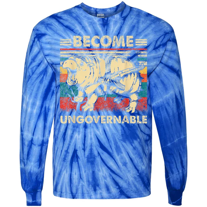 Become Ungovernable Funny Moodeng Tie-Dye Long Sleeve Shirt