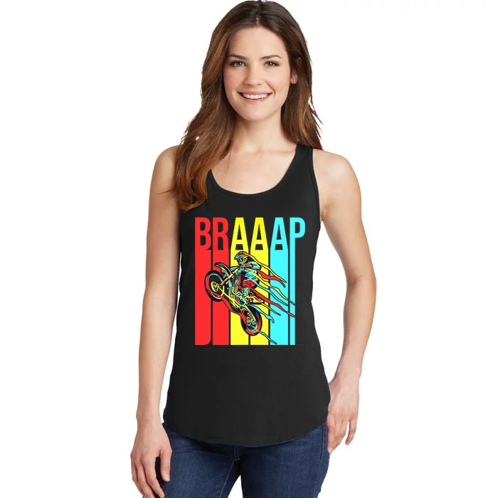 Braaap USA Flag Moto Motorcycle Dirt Bike Racing Rider Retro Ladies Essential Tank