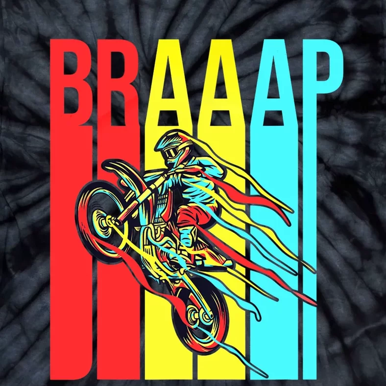 Braaap USA Flag Moto Motorcycle Dirt Bike Racing Rider Retro Tie-Dye T-Shirt