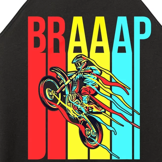 Braaap USA Flag Moto Motorcycle Dirt Bike Racing Rider Retro Women’s Perfect Tri Rocker Tank